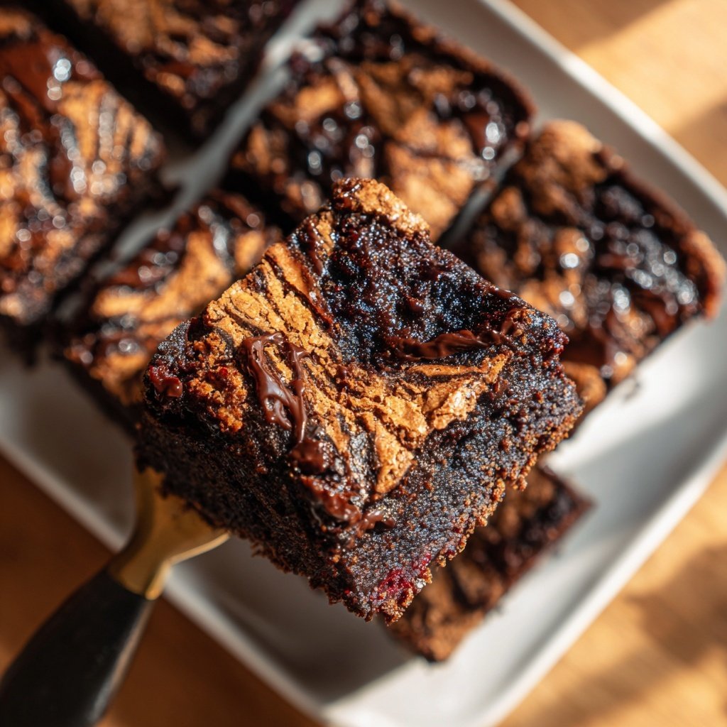 Cottage Cheese Brownies with Blueberry Swirl