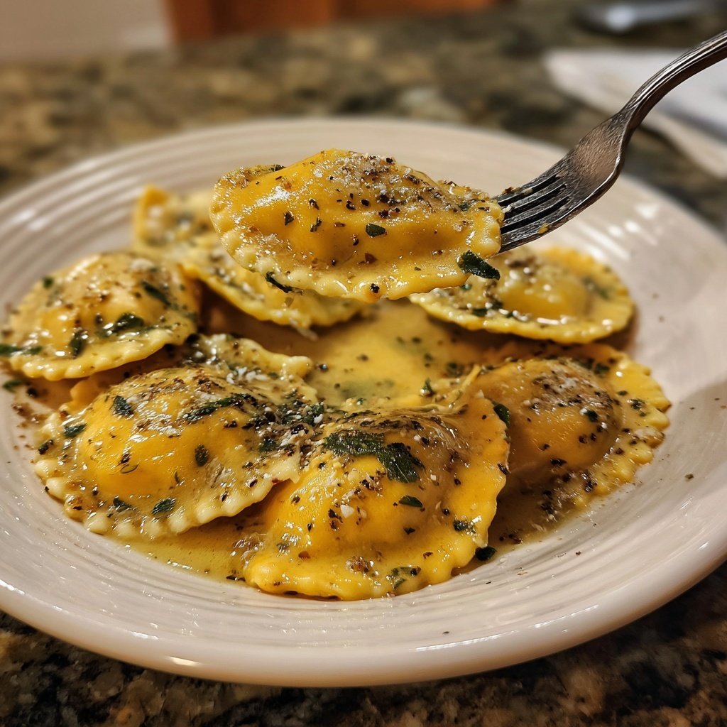Pink Beet Ravioli in Butter Sage Sauce