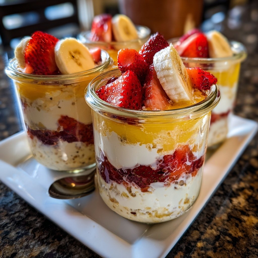 Strawberry Banana Breakfast Jars
