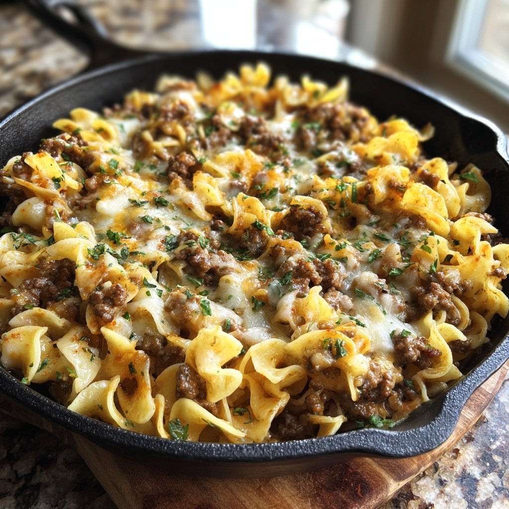 Ground Beef And Noodle Skillet