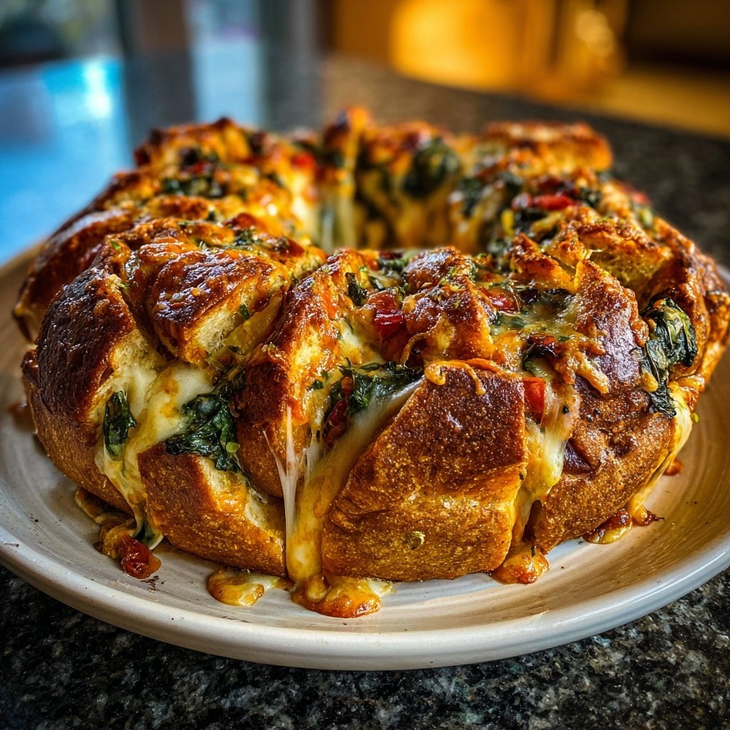 Super Bowl Cheesy Veggie Pull Apart Bread