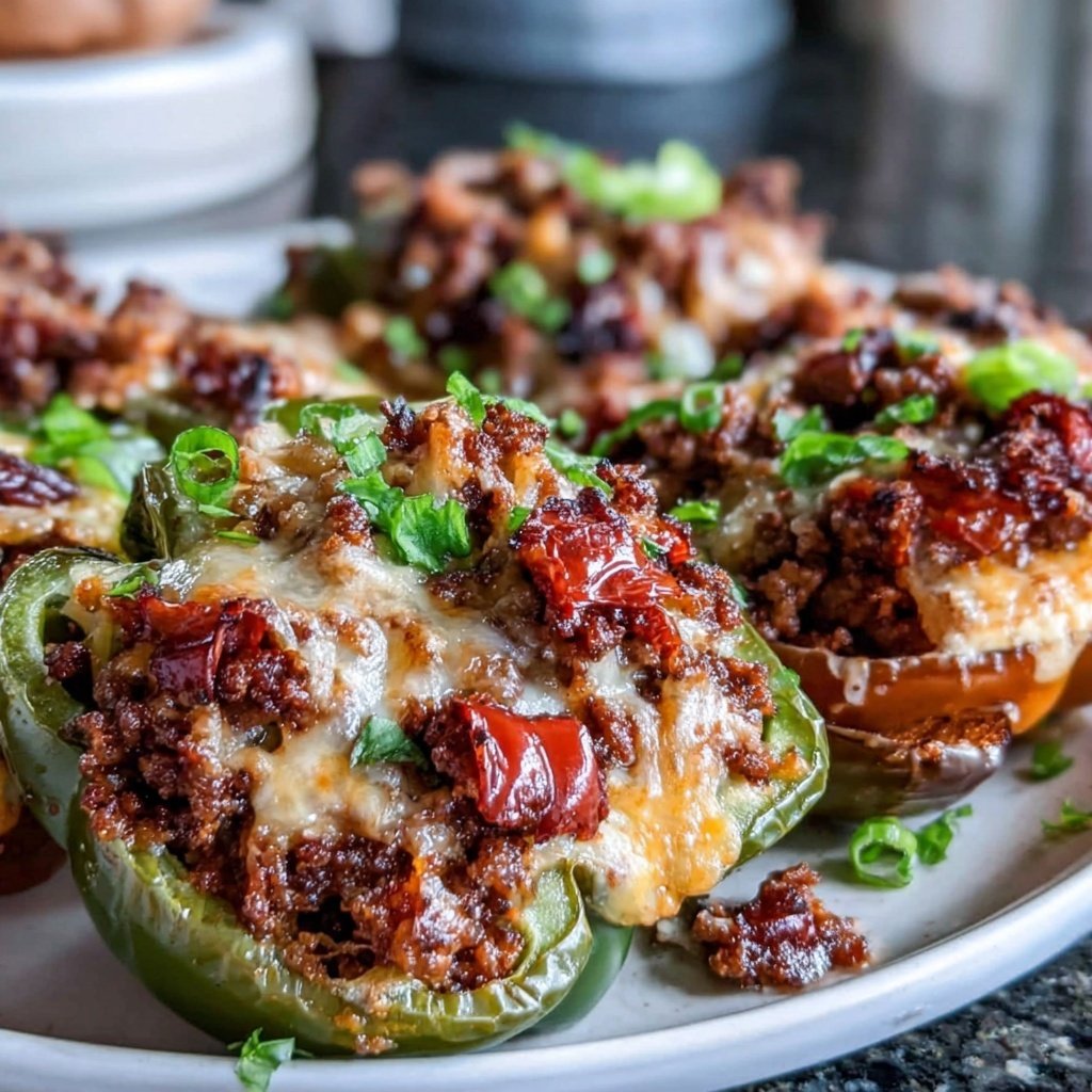 Hamburger Meat And Cheese Stuffed Peppers