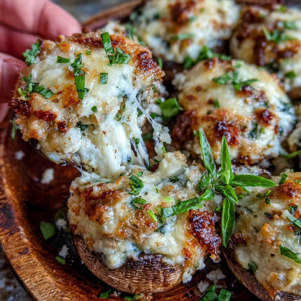Ground Chicken And Spinach Stuffed Mushrooms
