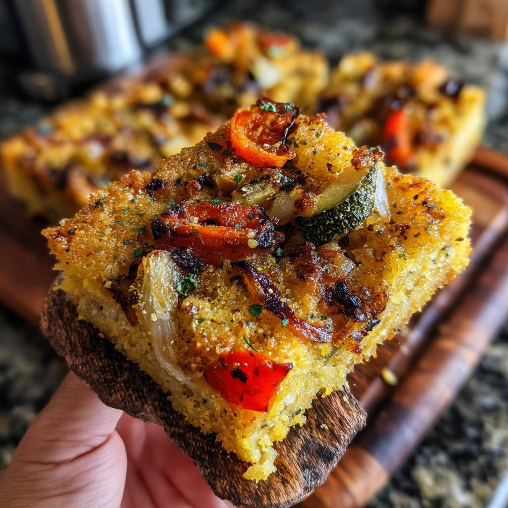 Crispy Polenta Veggie Squares