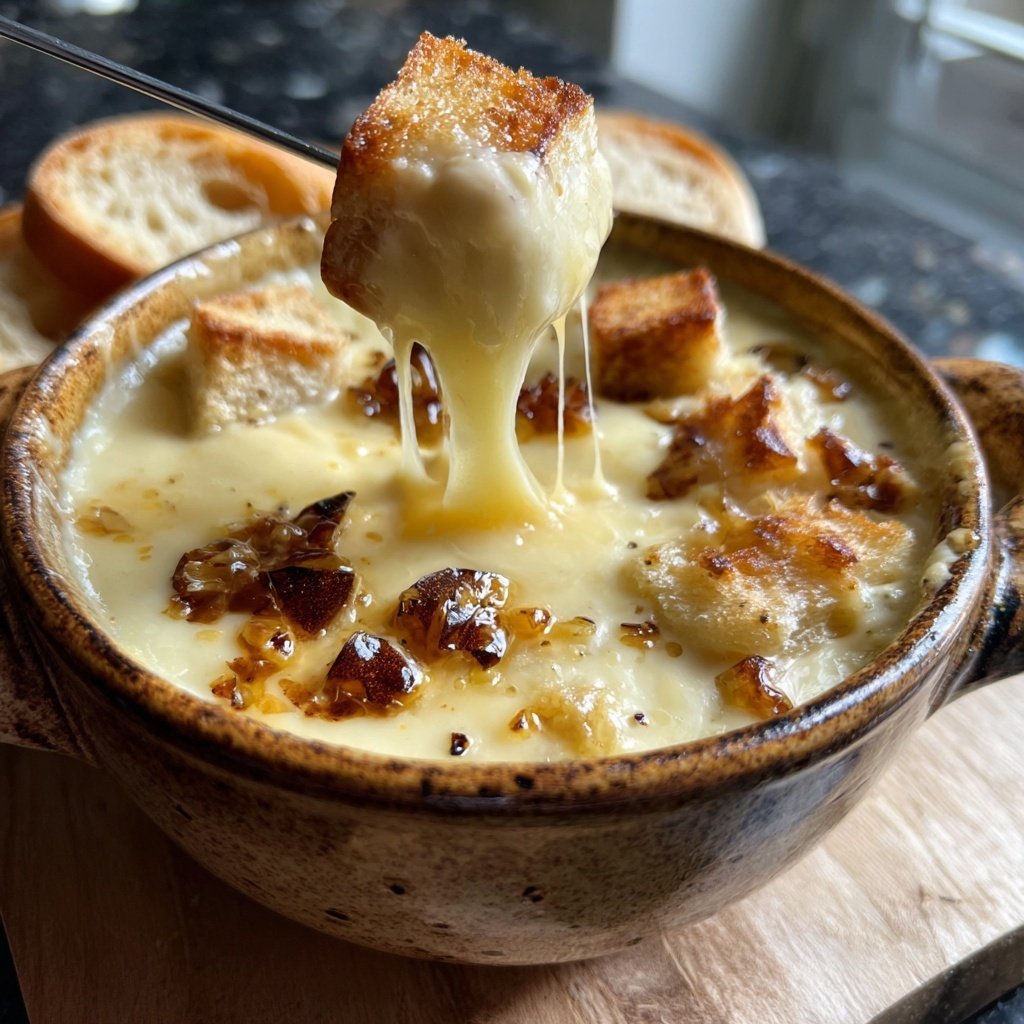 Fondue with Caramelized Garlic